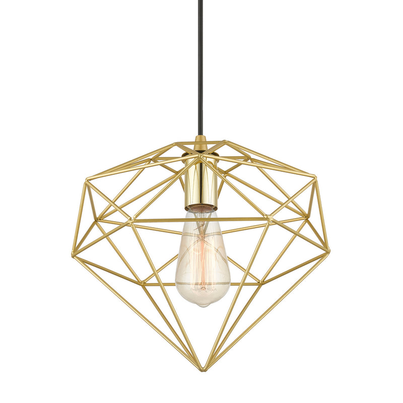 Livex Lighting 49152-33 One Light Pendant, Soft Gold w/Polished Brass