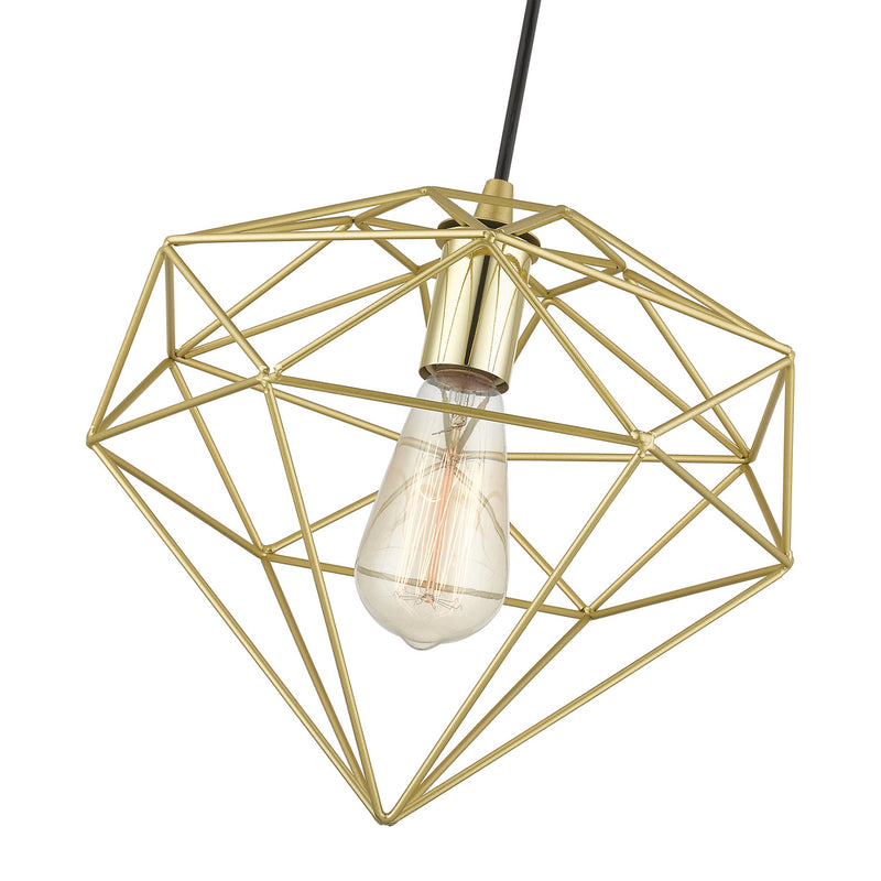 Livex Lighting 49152-33 One Light Pendant, Soft Gold w/Polished Brass