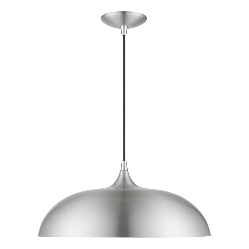 Livex Lighting 49233-66 One Light Pendant, Brushed Aluminum w/Polished Chrome