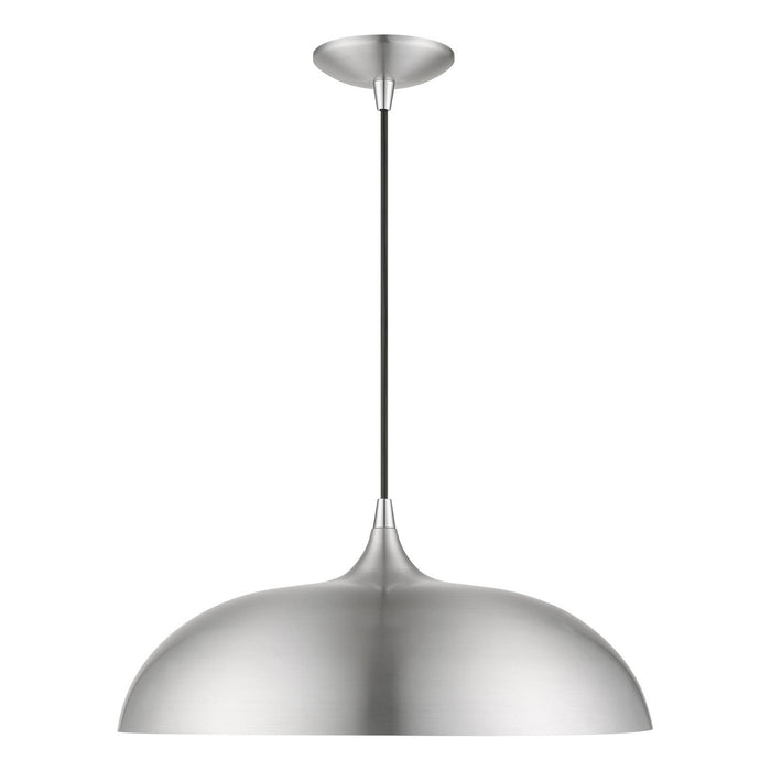 Livex Lighting 49233-66 One Light Pendant, Brushed Aluminum w/Polished Chrome