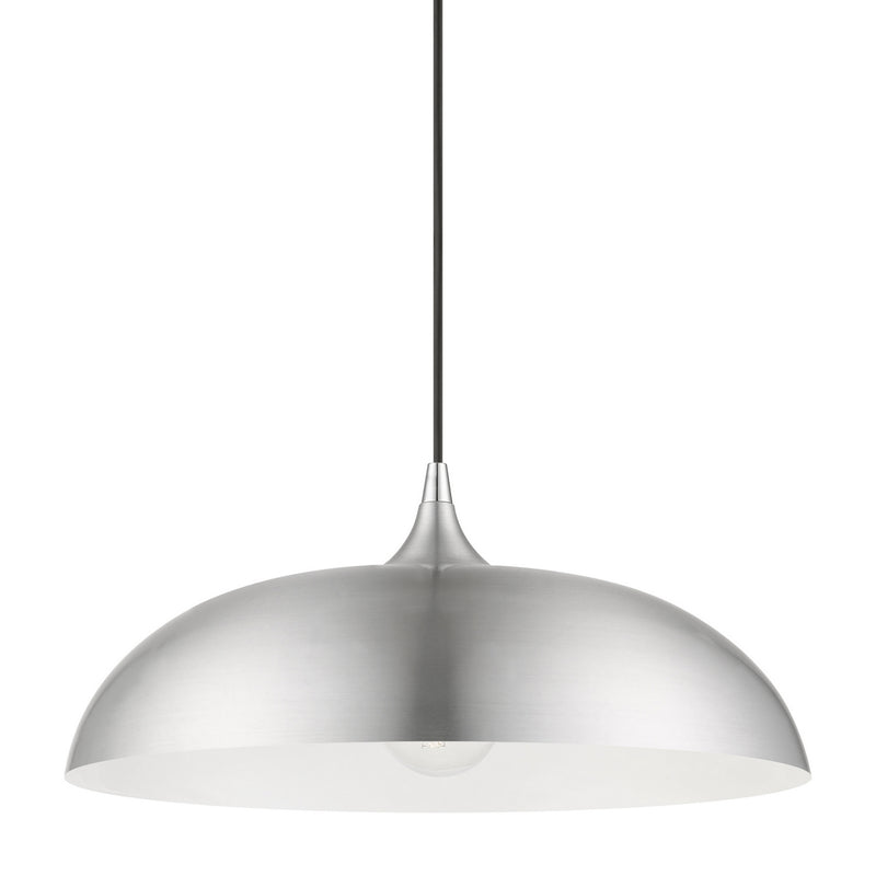 Livex Lighting 49233-66 One Light Pendant, Brushed Aluminum w/Polished Chrome