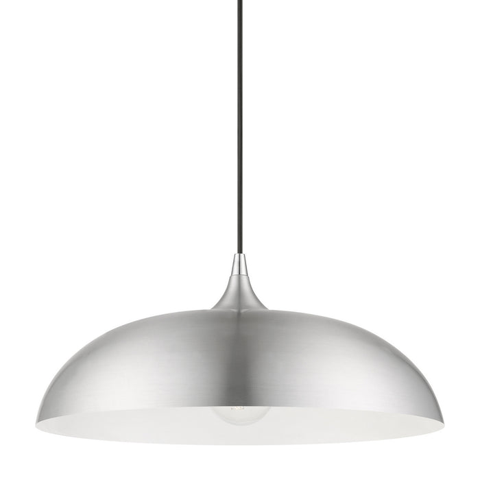 Livex Lighting 49233-66 One Light Pendant, Brushed Aluminum w/Polished Chrome