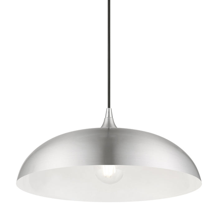 Livex Lighting 49233-66 One Light Pendant, Brushed Aluminum w/Polished Chrome