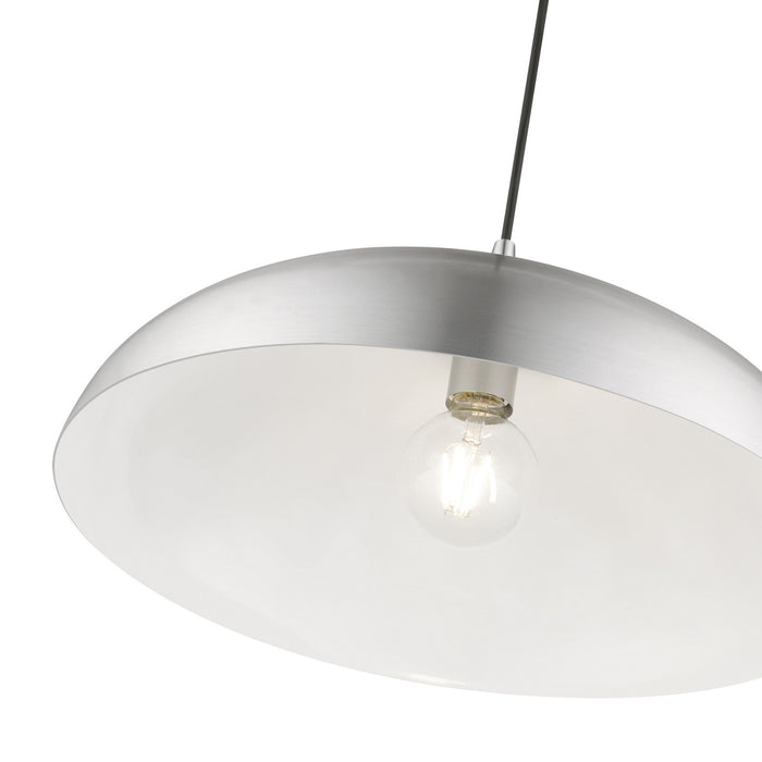 Livex Lighting 49233-66 One Light Pendant, Brushed Aluminum w/Polished Chrome
