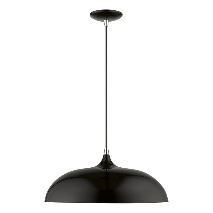 Livex Lighting 49233-68 One Light Pendant, Shiny Black w/Polished Chrome