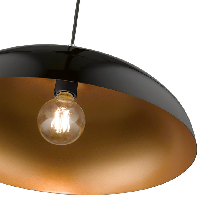 Livex Lighting 49233-68 One Light Pendant, Shiny Black w/Polished Chrome