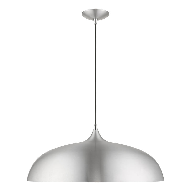 Livex Lighting 49234-66 Three Light Pendant, Brushed Aluminum w/Polished Chrome