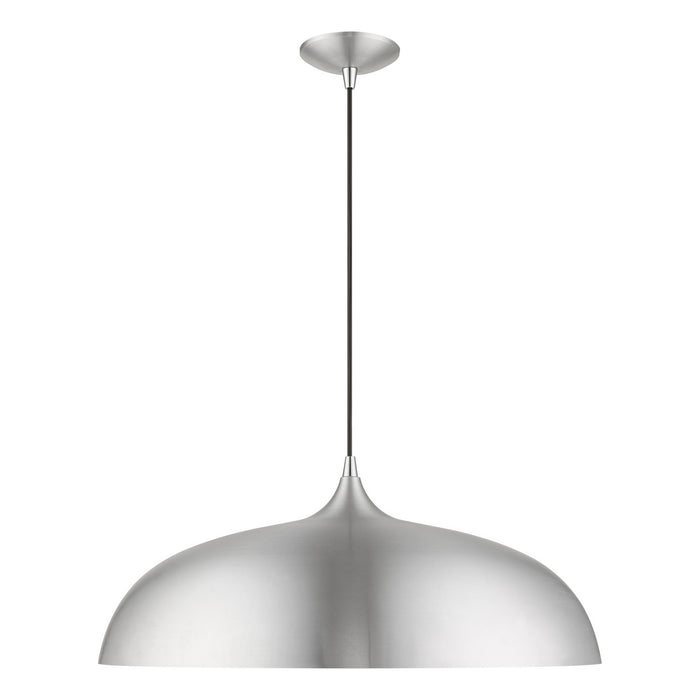 Livex Lighting 49234-66 Three Light Pendant, Brushed Aluminum w/Polished Chrome