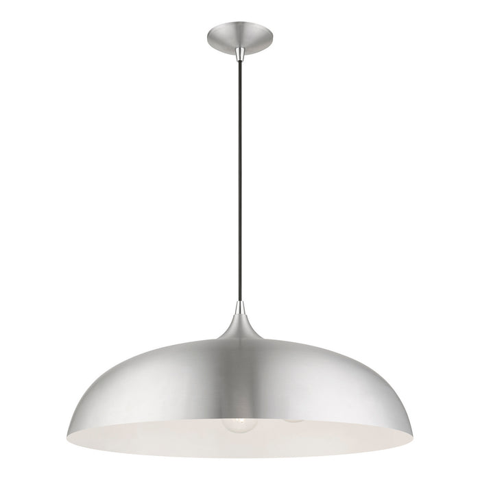 Livex Lighting 49234-66 Three Light Pendant, Brushed Aluminum w/Polished Chrome