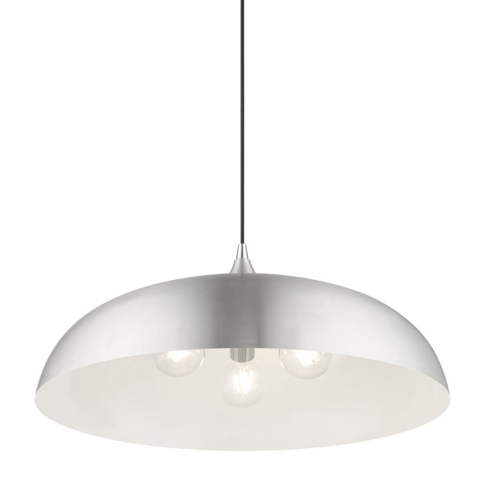 Livex Lighting 49234-66 Three Light Pendant, Brushed Aluminum w/Polished Chrome