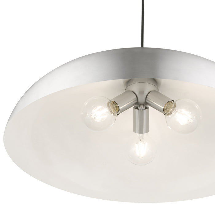 Livex Lighting 49234-66 Three Light Pendant, Brushed Aluminum w/Polished Chrome