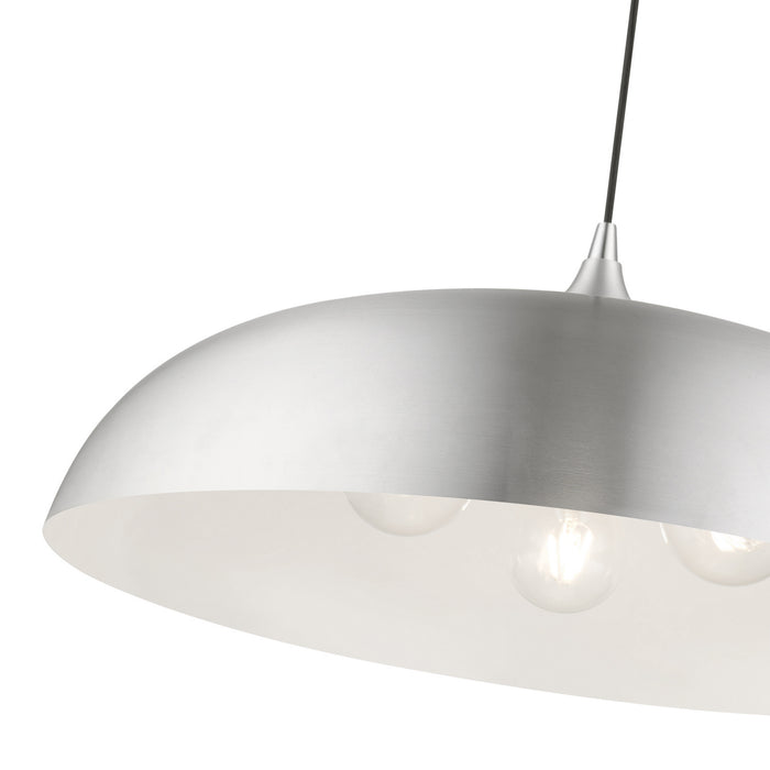 Livex Lighting 49234-66 Three Light Pendant, Brushed Aluminum w/Polished Chrome