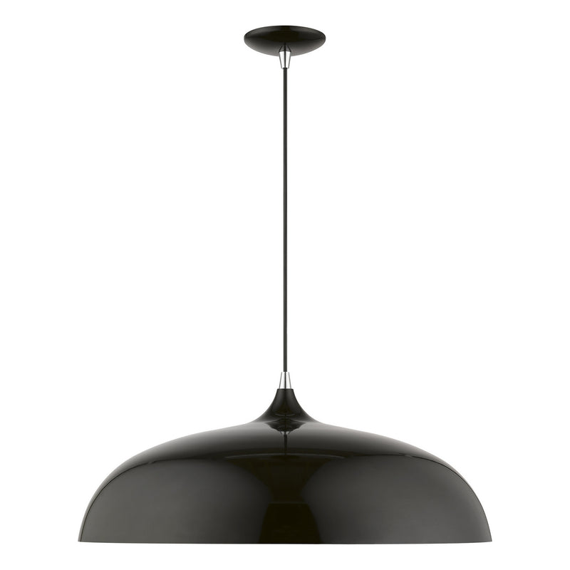 Livex Lighting 49234-68 Three Light Pendant, Shiny Black w/Polished Chrome