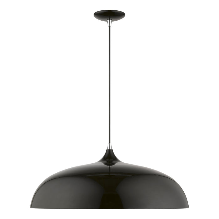 Livex Lighting 49234-68 Three Light Pendant, Shiny Black w/Polished Chrome
