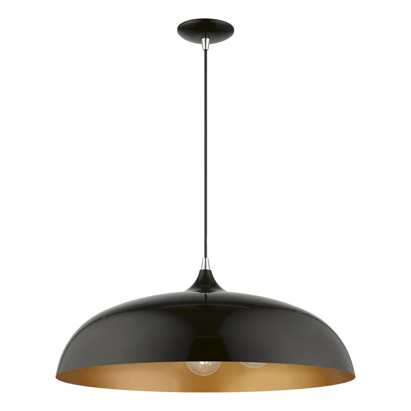 Livex Lighting 49234-68 Three Light Pendant, Shiny Black w/Polished Chrome