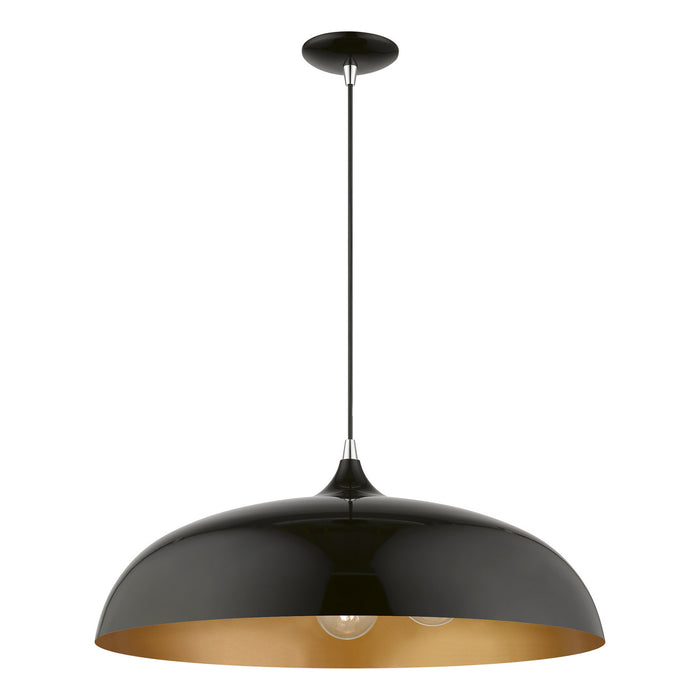 Livex Lighting 49234-68 Three Light Pendant, Shiny Black w/Polished Chrome