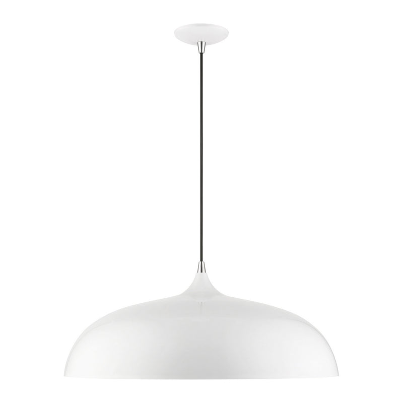 Livex Lighting 49234-69 Three Light Pendant, Shiny White w/Polished Chrome