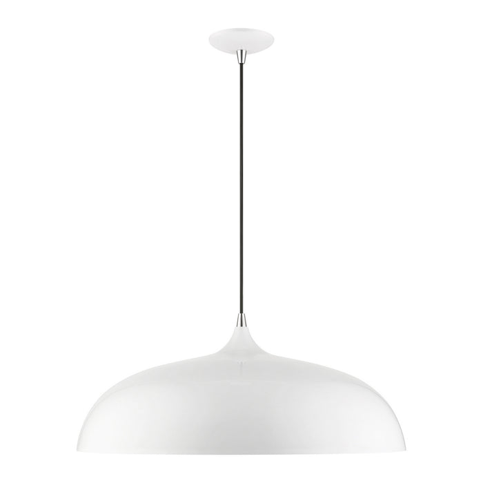 Livex Lighting 49234-69 Three Light Pendant, Shiny White w/Polished Chrome