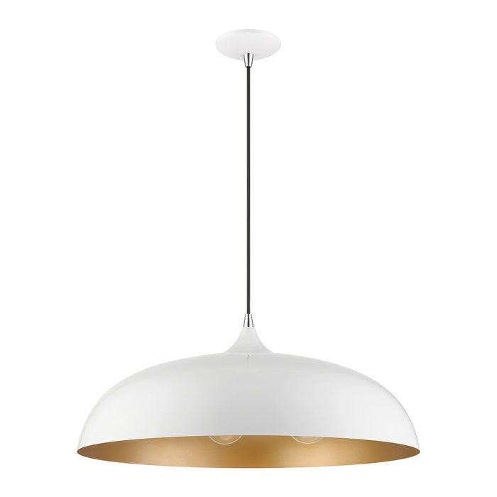 Livex Lighting 49234-69 Three Light Pendant, Shiny White w/Polished Chrome