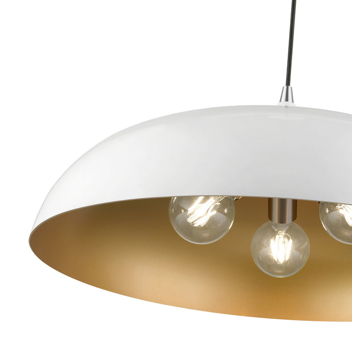 Livex Lighting 49234-69 Three Light Pendant, Shiny White w/Polished Chrome