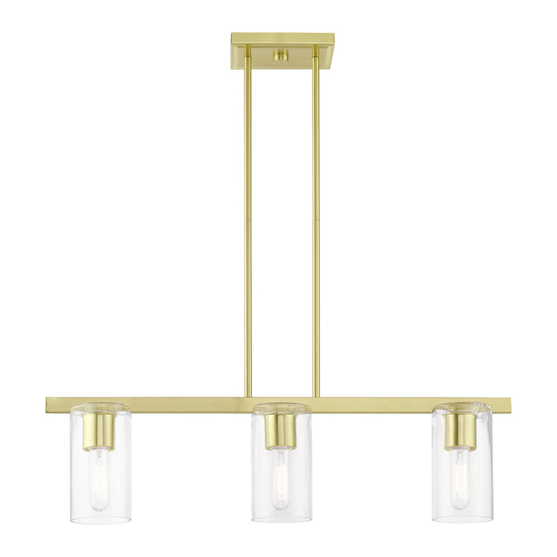 Livex Lighting 49273-12 Three Light Linear Chandelier, Satin Brass