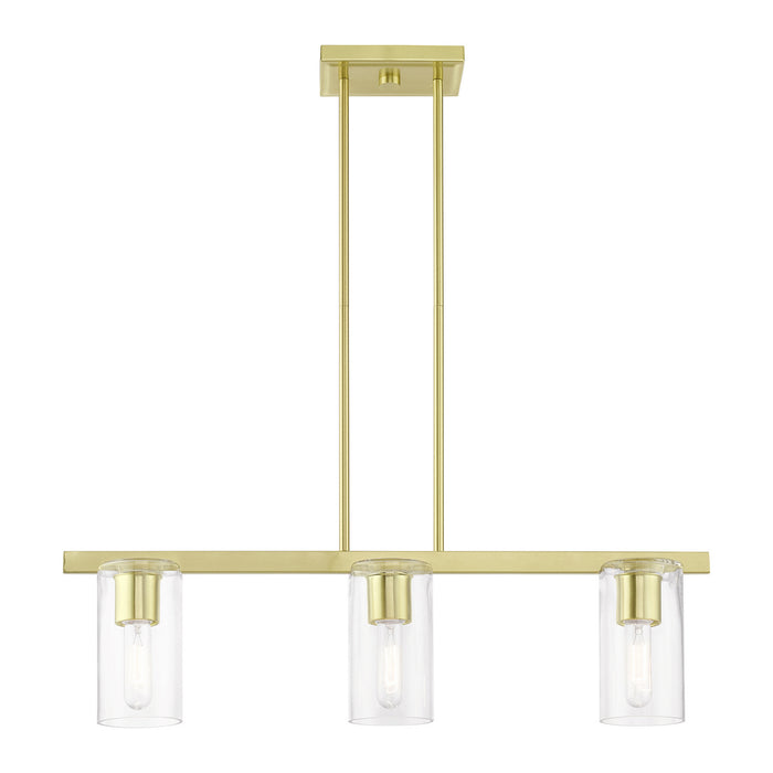 Livex Lighting 49273-12 Three Light Linear Chandelier, Satin Brass