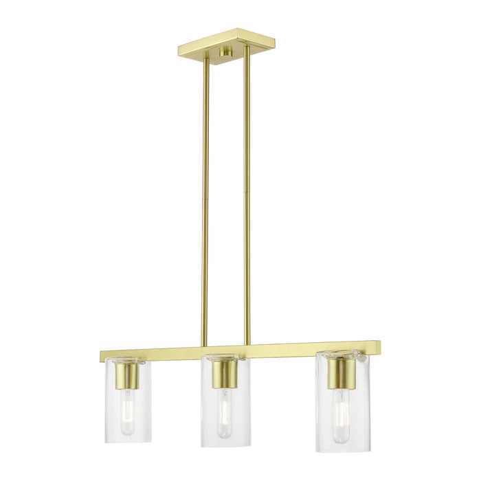 Livex Lighting 49273-12 Three Light Linear Chandelier, Satin Brass