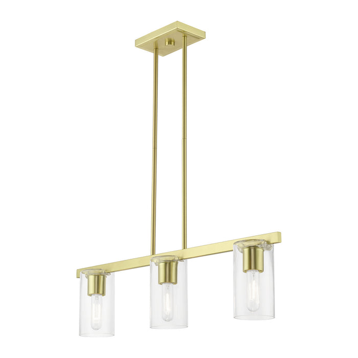 Livex Lighting 49273-12 Three Light Linear Chandelier, Satin Brass