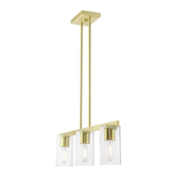 Livex Lighting 49273-12 Three Light Linear Chandelier, Satin Brass