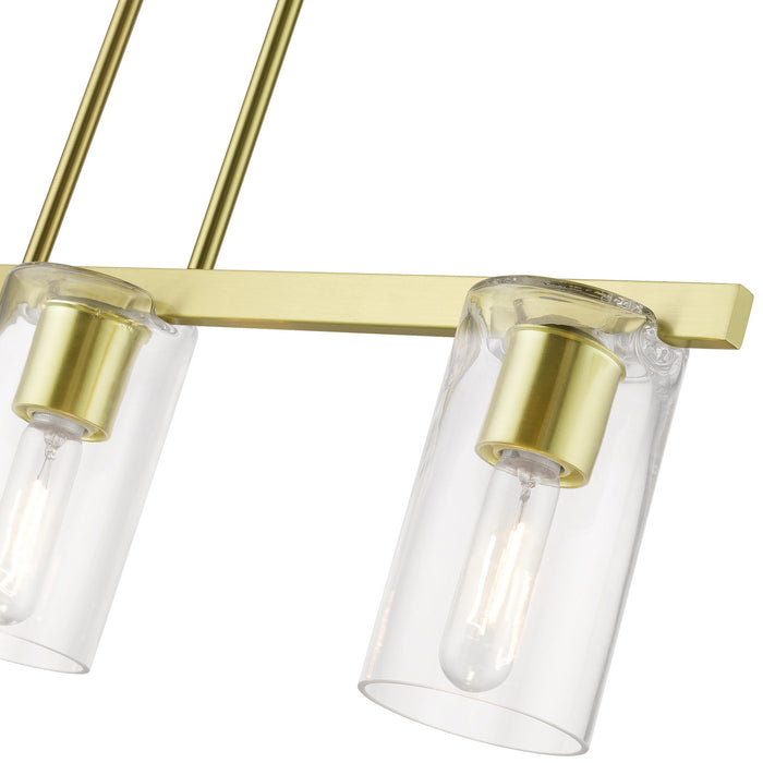 Livex Lighting 49273-12 Three Light Linear Chandelier, Satin Brass