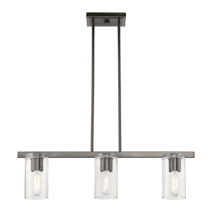 Livex Lighting 49273-46 Three Light Linear Chandelier, Black Chrome