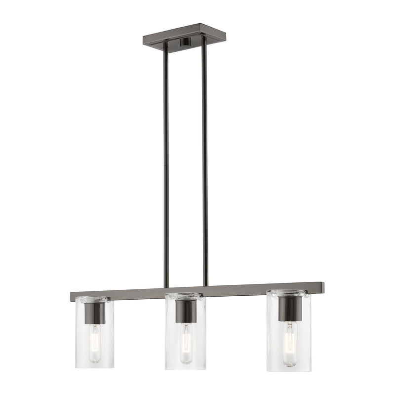 Livex Lighting 49273-46 Three Light Linear Chandelier, Black Chrome