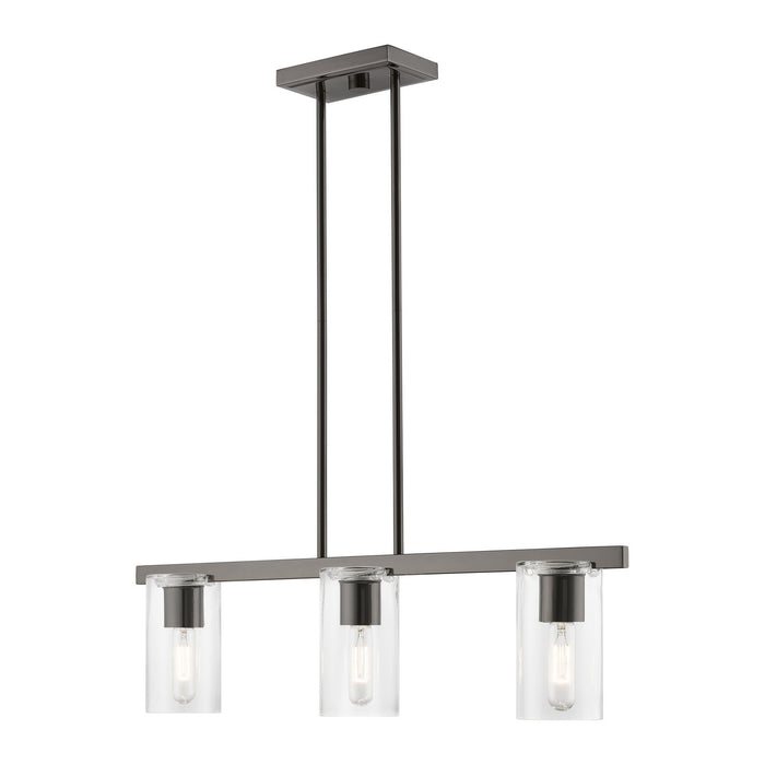 Livex Lighting 49273-46 Three Light Linear Chandelier, Black Chrome