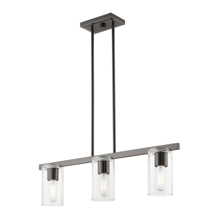 Livex Lighting 49273-46 Three Light Linear Chandelier, Black Chrome