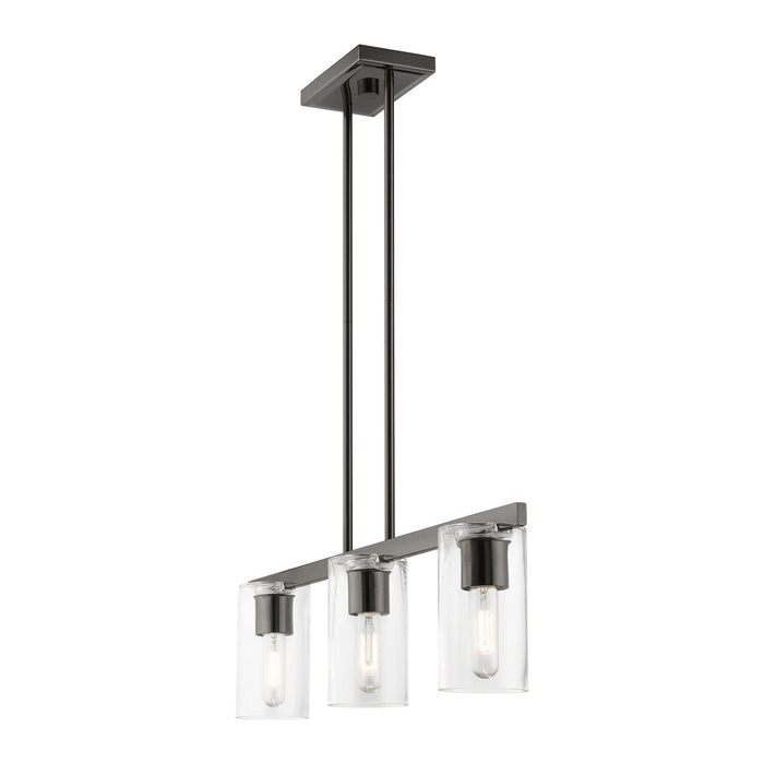 Livex Lighting 49273-46 Three Light Linear Chandelier, Black Chrome