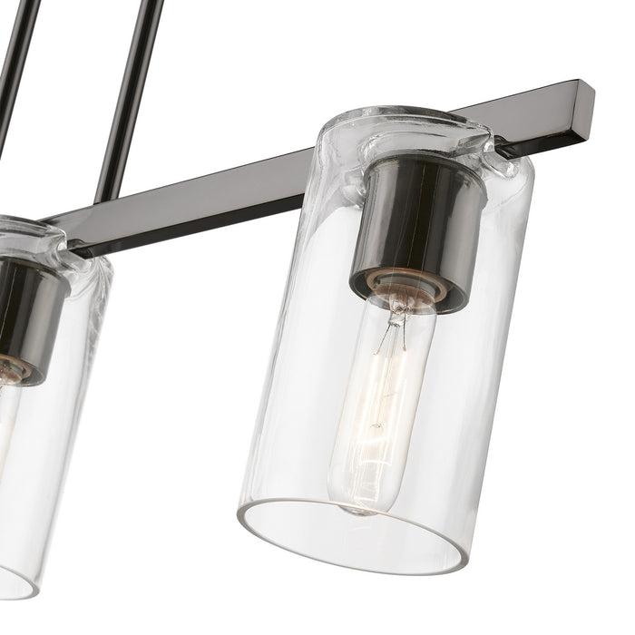 Livex Lighting 49273-46 Three Light Linear Chandelier, Black Chrome