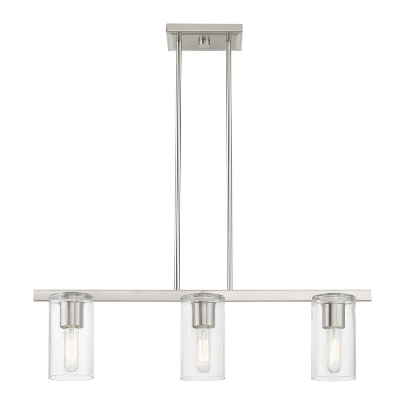 Livex Lighting 49273-91 Three Light Linear Chandelier, Brushed Nickel