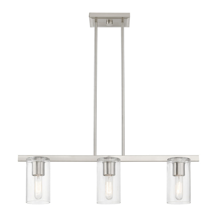 Livex Lighting 49273-91 Three Light Linear Chandelier, Brushed Nickel