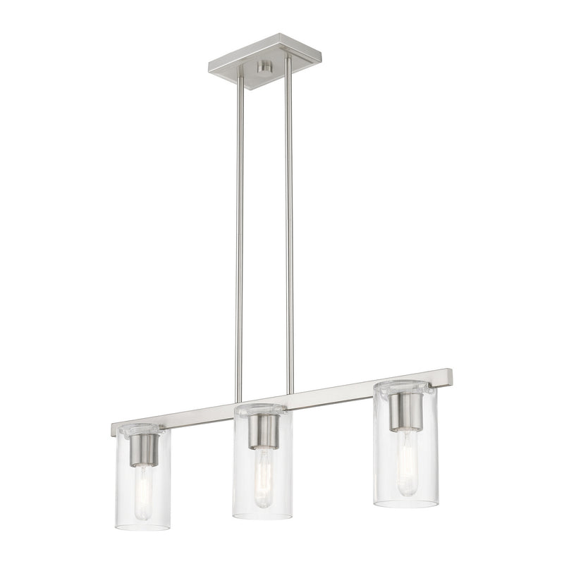 Livex Lighting 49273-91 Three Light Linear Chandelier, Brushed Nickel