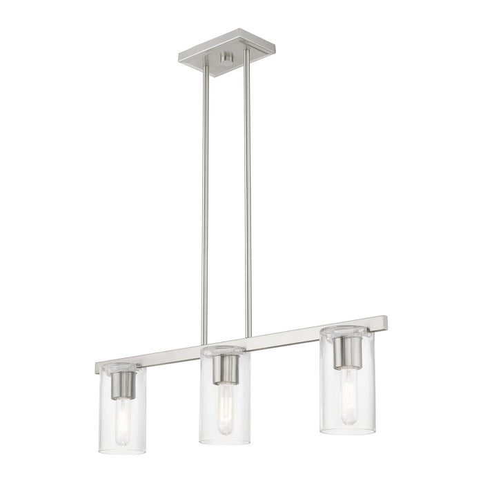 Livex Lighting 49273-91 Three Light Linear Chandelier, Brushed Nickel