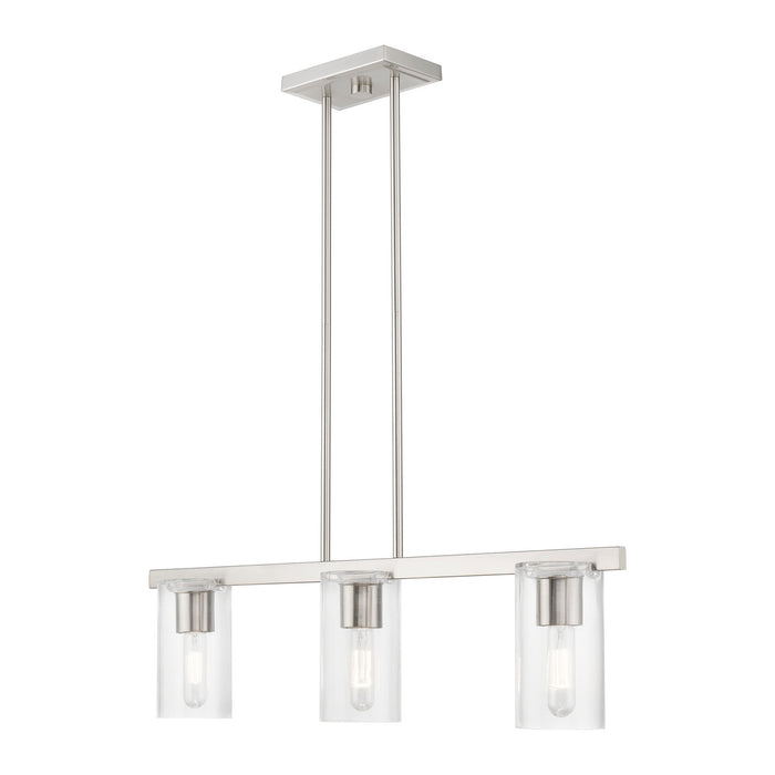 Livex Lighting 49273-91 Three Light Linear Chandelier, Brushed Nickel