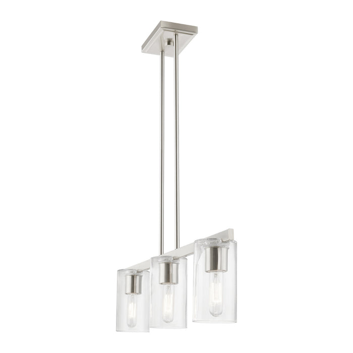 Livex Lighting 49273-91 Three Light Linear Chandelier, Brushed Nickel