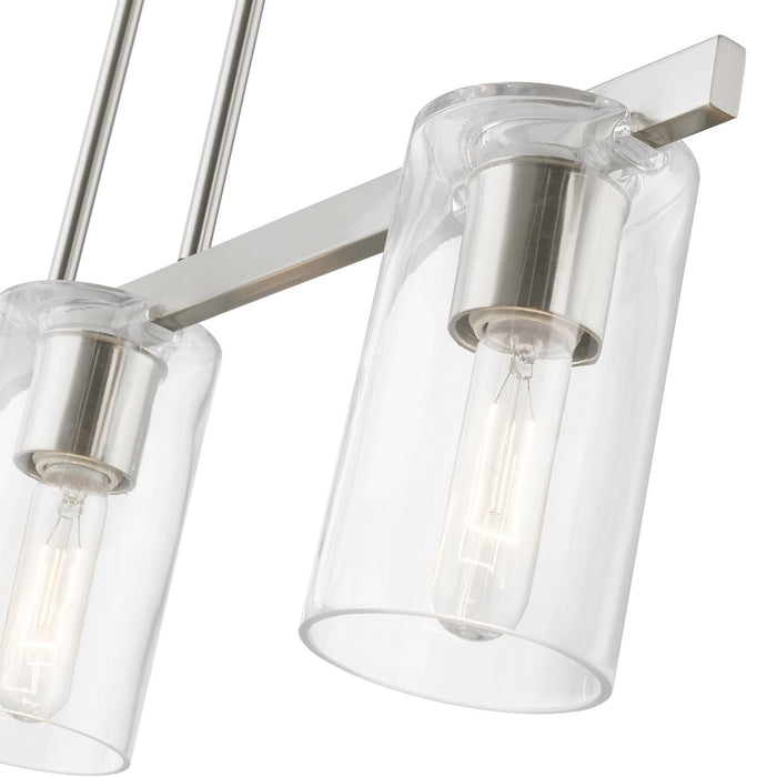 Livex Lighting 49273-91 Three Light Linear Chandelier, Brushed Nickel