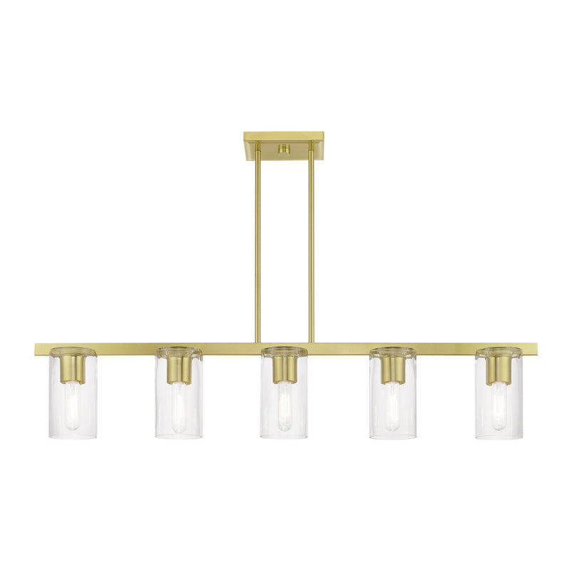 Livex Lighting 49275-12 Five Light Linear Chandelier, Satin Brass