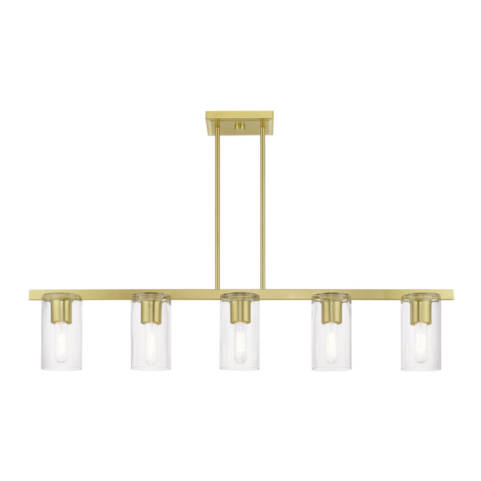 Livex Lighting 49275-12 Five Light Linear Chandelier, Satin Brass