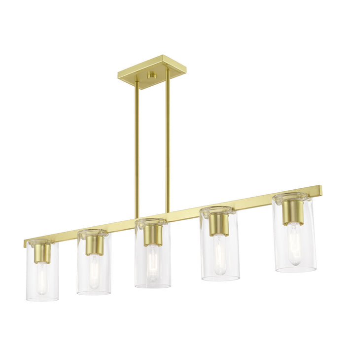 Livex Lighting 49275-12 Five Light Linear Chandelier, Satin Brass