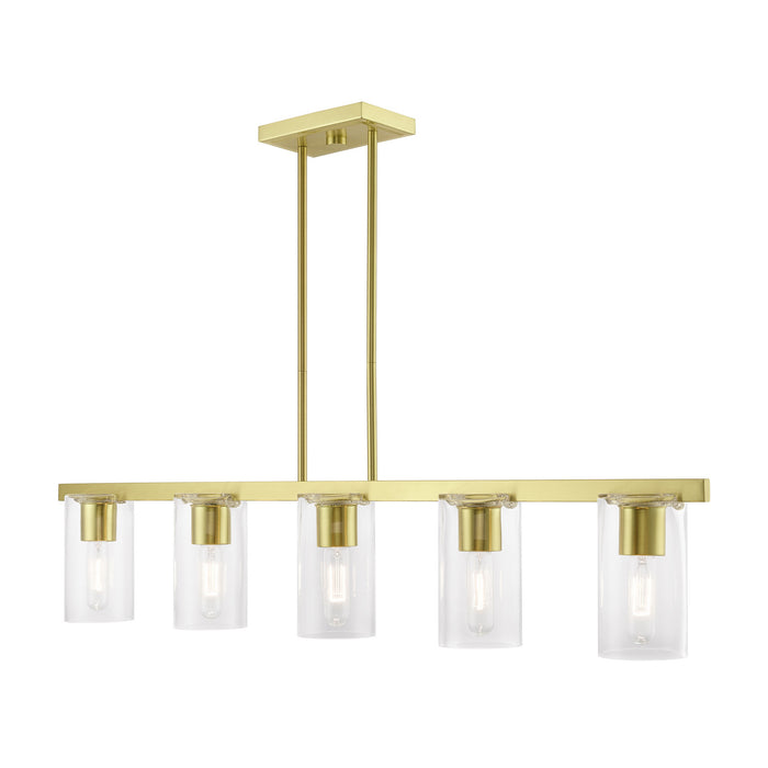 Livex Lighting 49275-12 Five Light Linear Chandelier, Satin Brass