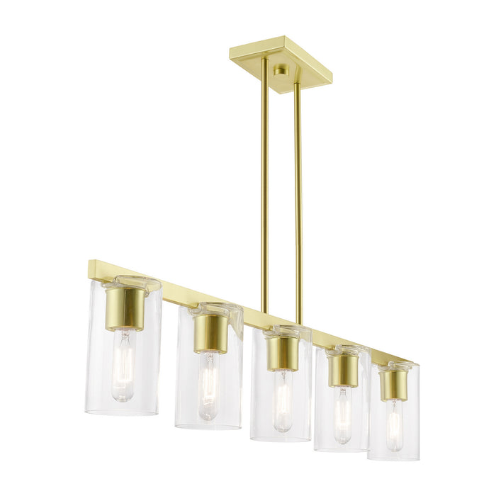Livex Lighting 49275-12 Five Light Linear Chandelier, Satin Brass