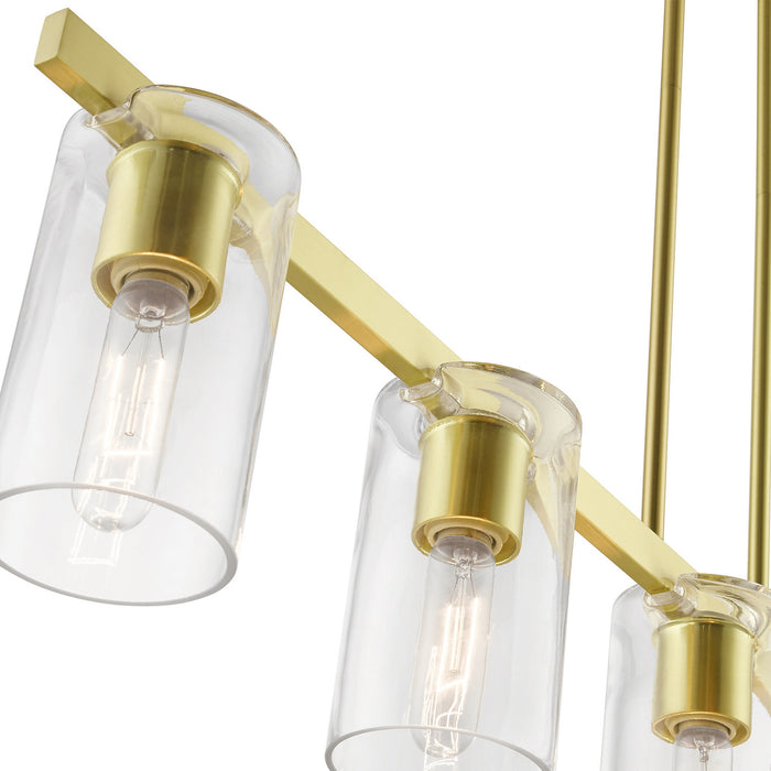 Livex Lighting 49275-12 Five Light Linear Chandelier, Satin Brass