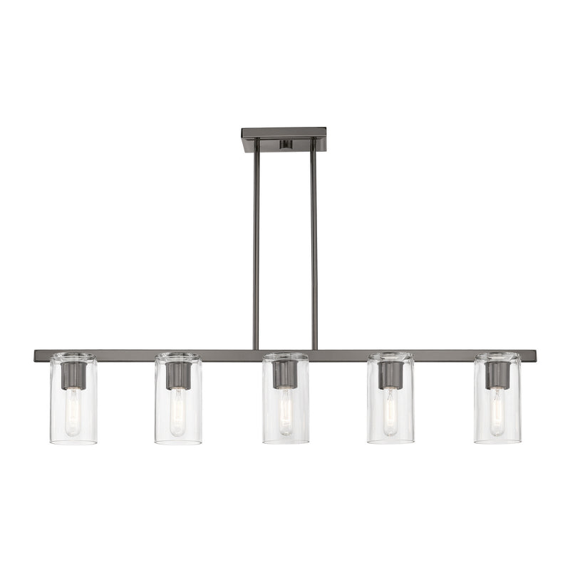 Livex Lighting 49275-46 Five Light Linear Chandelier, Black Chrome